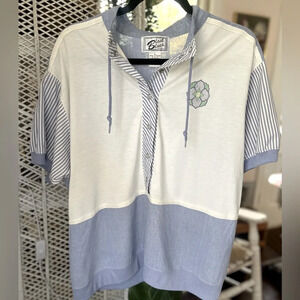 VINTAGE 90’s Blast Blues Grandmacore Size Large Polo Pullover Snap Buttons